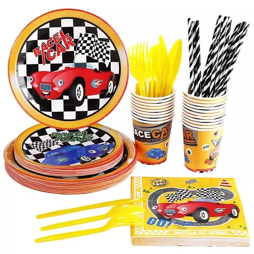 Race Car Napkin Straws, Plates, Cups, Plastic Utensils